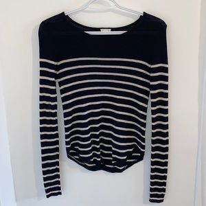 Garage navy blue and white striped long sleeve
